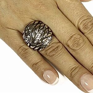 STAINLESS STEEL CUBIC ZIRCONIA DOME RING